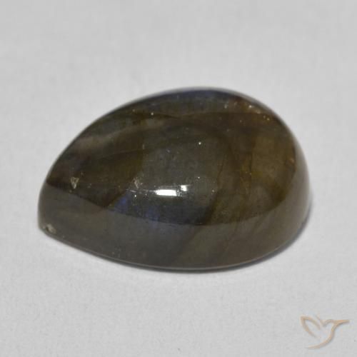 Labradorita Multicolor natural de 9.73 ct, En forma de pera, Translúcido