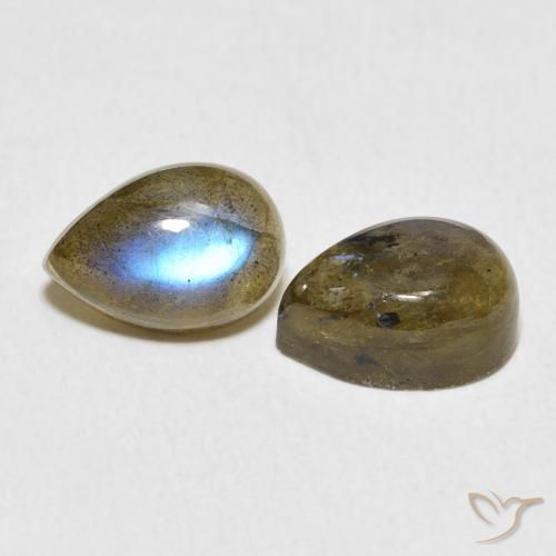 Gemas de Labradorita Multicolor natural de 5.36 ct, En forma de pera, Translúcido