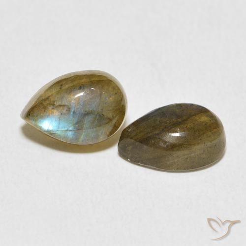 Gemas de Labradorita Multicolor natural de 4.79 ct, En forma de pera, Translúcido
