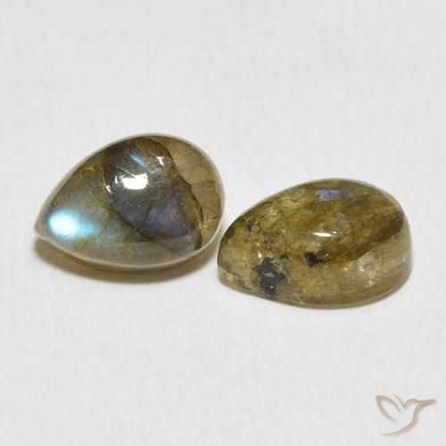 Gemas de Labradorita Multicolor natural de 5.26 ct, En forma de pera, Translúcido