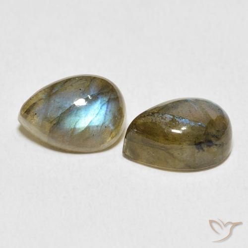 Gemas de Labradorita Multicolor natural de 5.47 ct, En forma de pera, Translúcido