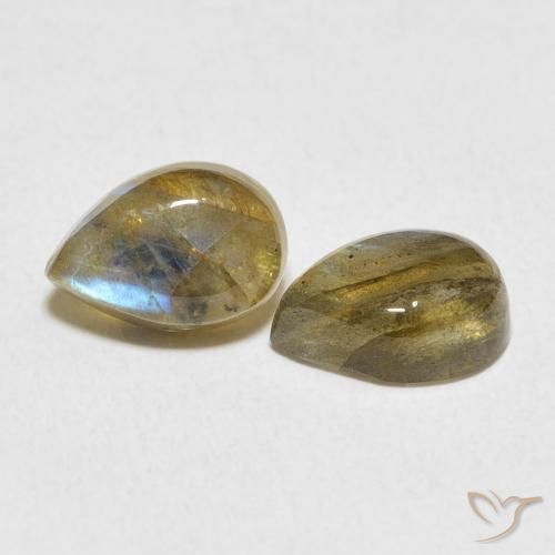 Gemas de Labradorita Multicolor natural de 4.73 ct, En forma de pera, Translúcido