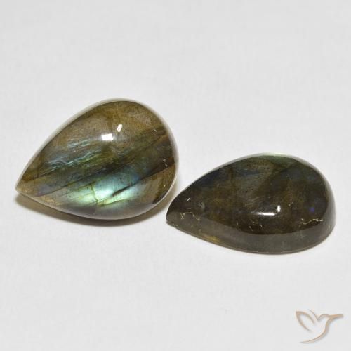 Gemas de Labradorita Multicolor natural de 10.82 ct, En forma de pera, Translúcido