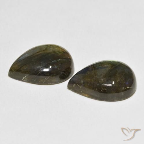 Gemas de Labradorita Multicolor natural de 10.82 ct, En forma de pera, Translúcido