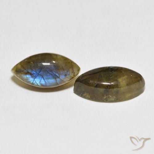 Gemas de Labradorita Multicolor natural de 11.07 ct, Marquesa, Translúcido