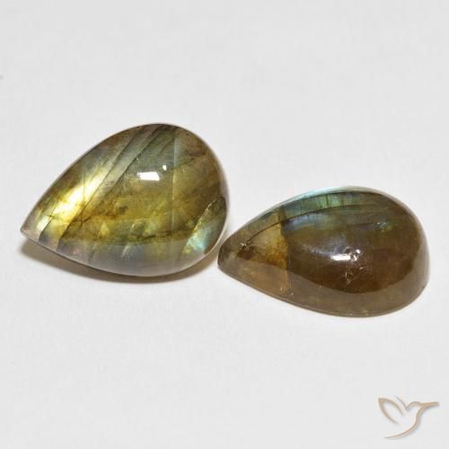 Gemas de Labradorita Multicolor natural de 22.48 ct, En forma de pera, Translúcido