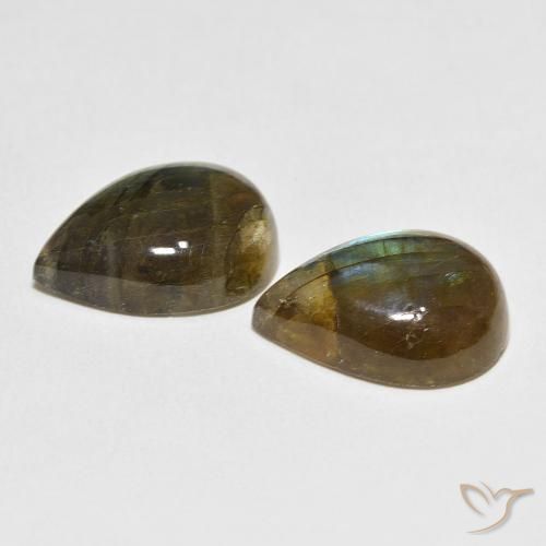 Gemas de Labradorita Multicolor natural de 22.48 ct, En forma de pera, Translúcido