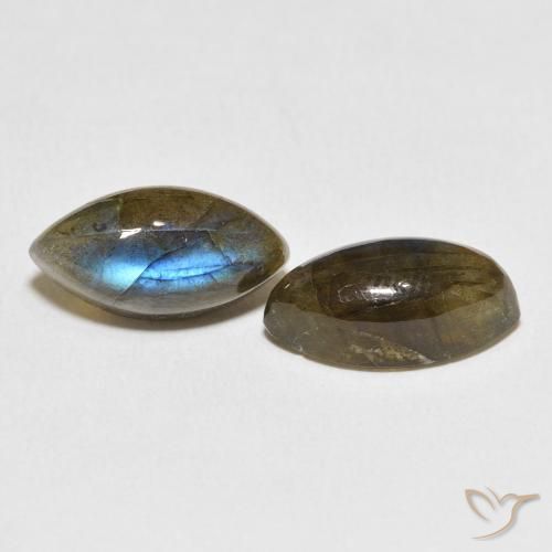 Gemas de Labradorita Multicolor natural de 11.00 ct, Marquesa, Translúcido