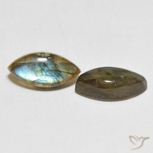 Gemas de Labradorita Multicolor natural de 6.54 ct, Marquesa, Translúcido