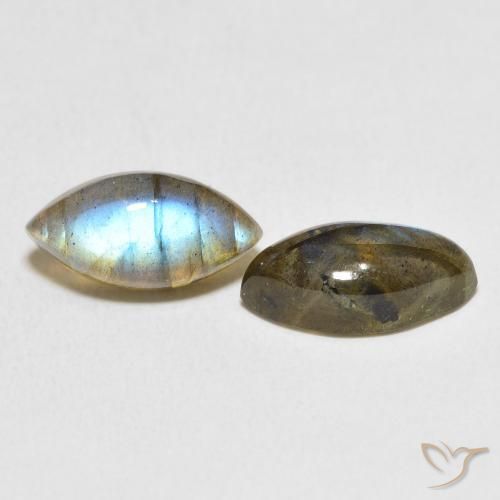 Gemas de Labradorita Multicolor natural de 7.83 ct, Marquesa, Translúcido
