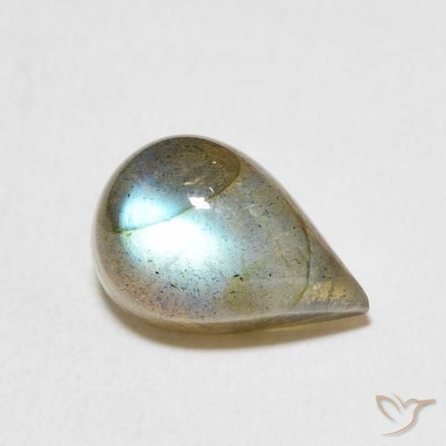 Labradorita Multicolor natural de 4.47 ct, En forma de pera, Translúcido