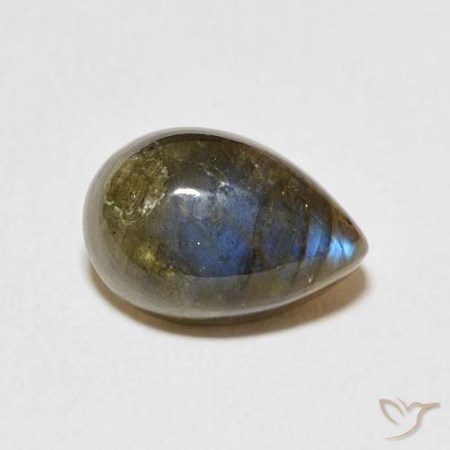 Labradorita Multicolor natural de 3.92 ct, En forma de pera, Translúcido
