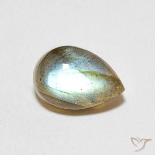 Labradorita Multicolor natural de 2.61 ct, En forma de pera, Translúcido