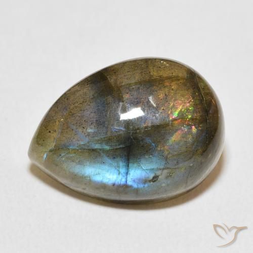 13.20ct Natural Multicolor Labradorita, En forma de pera, Translúcido