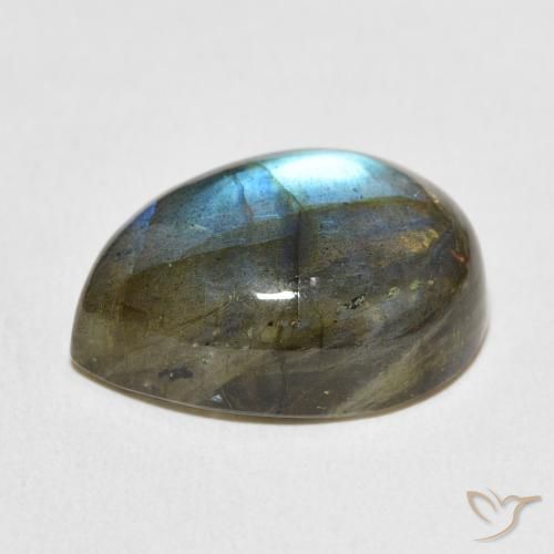 Labradorita Multicolor natural de 13.20 ct, En forma de pera, Translúcido