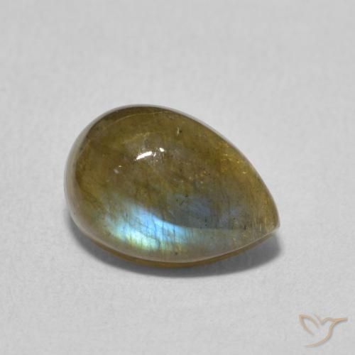 Labradorita Multicolor natural de 2.30 ct, En forma de pera, Translúcido