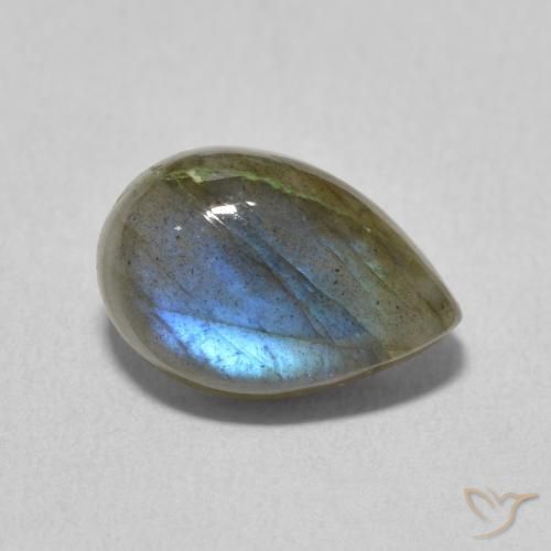 Labradorita Multicolor natural de 3.89 ct, En forma de pera, Translúcido