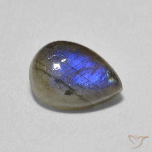 Labradorita Multicolor natural de 2.57 ct, En forma de pera, Translúcido