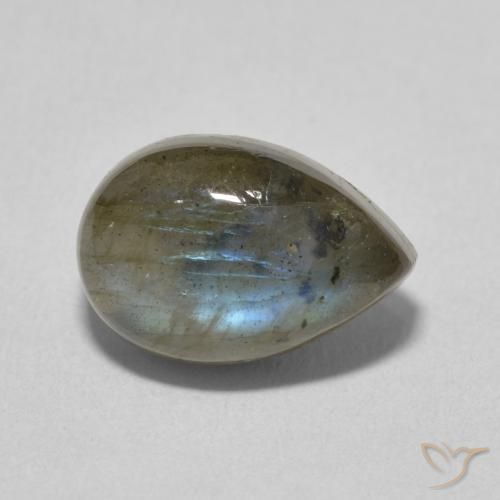 Labradorita Multicolor natural de 4.26 ct, En forma de pera, Translúcido