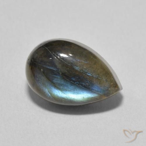 Labradorita Multicolor natural de 4.40 ct, En forma de pera, Translúcido