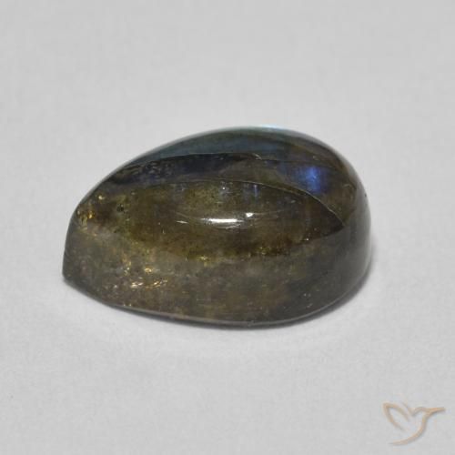 Labradorita Multicolor natural de 4.40 ct, En forma de pera, Translúcido