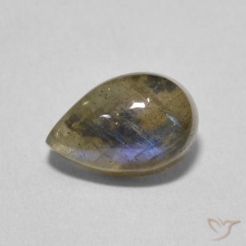 Labradorita Multicolor natural de 1.69 ct, En forma de pera, Translúcido
