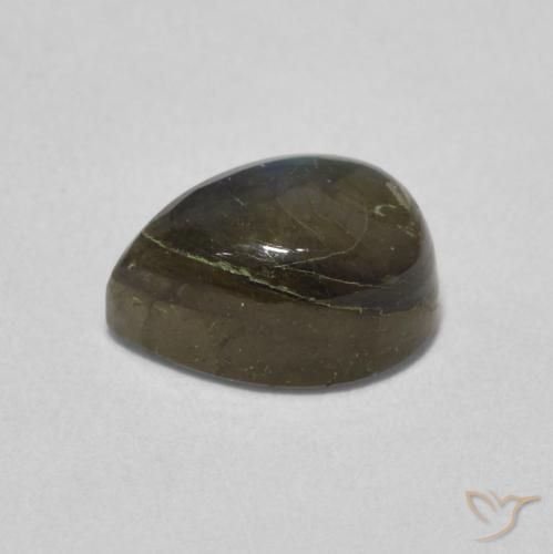 Labradorita Multicolor natural de 1.86 ct, En forma de pera, Translúcido