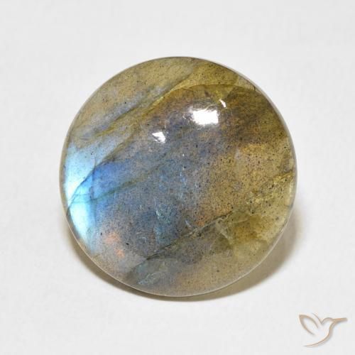 Labradorita Multicolor natural de 15.68 ct, Redondo, Translúcido