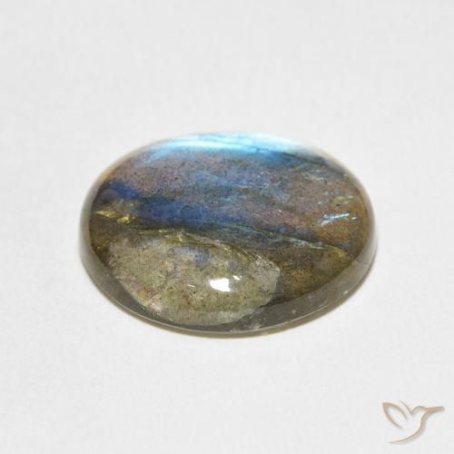 Labradorita Multicolor natural de 15.68 ct, Redondo, Translúcido