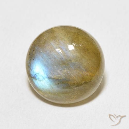 Labradorita Multicolor natural de 9.57 ct, Redondo, Translúcido