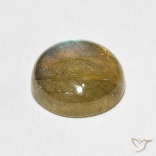 Labradorita Multicolor natural de 9.57 ct, Redondo, Translúcido