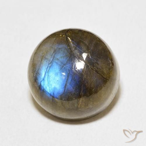 Labradorita Multicolor natural de 13.51 ct, Redondo, Translúcido
