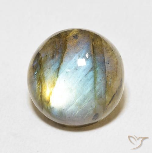 Labradorita Multicolor natural de 11.82 ct, Redondo, Translúcido