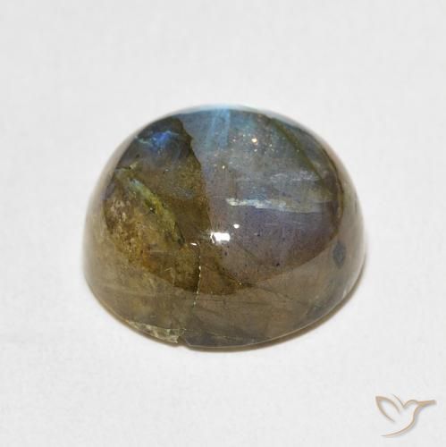 Labradorita Multicolor natural de 11.82 ct, Redondo, Translúcido