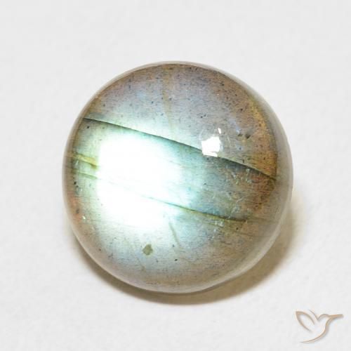 Labradorita Multicolor natural de 8.34 ct, Redondo, Translúcido