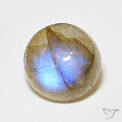 Labradorita Multicolor natural de 7.65 ct, Redondo, Translúcido