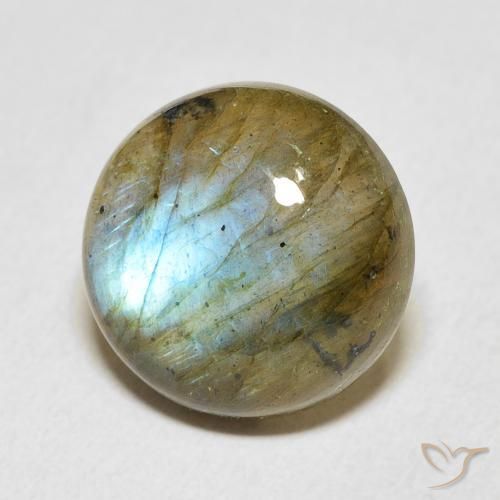 Labradorita Multicolor natural de 9.47 ct, Redondo, Translúcido