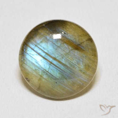 7.10ct Natural Multicolor labradorita, Redondo, Translúcido