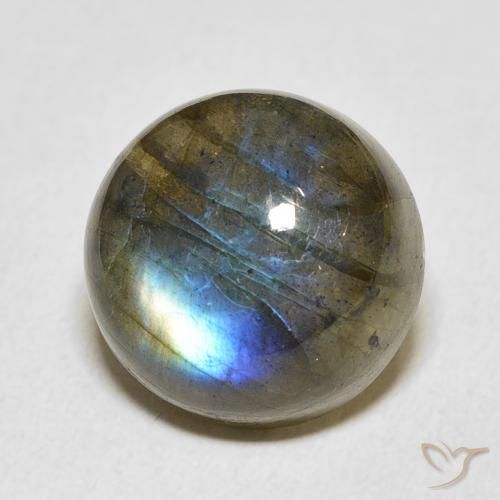 Labradorita Multicolor natural de 12.91 ct, Redondo, Translúcido