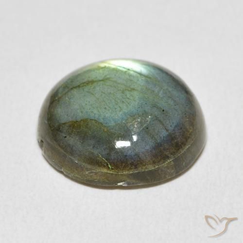 Labradorita Multicolor natural de 12.54 ct, Redondo, Translúcido