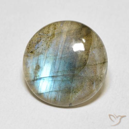 Labradorita Multicolor natural de 6.38 ct, Redondo, Translúcido