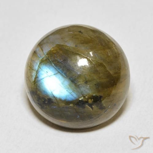 Labradorita Multicolor natural de 15.88 ct, Redondo, Translúcido