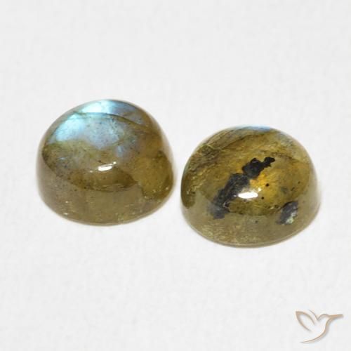 Gemas de Labradorita Multicolor natural de 2.07 ct, Redondo, Translúcido