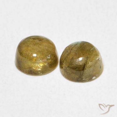 Gemas de Labradorita Multicolor natural de 1.38 ct, Redondo, Translúcido