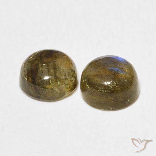 Gemas de Labradorita Multicolor natural de 2.24 ct, Redondo, Translúcido