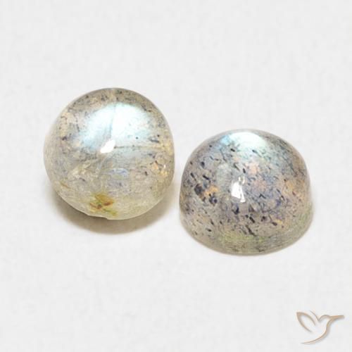 Gemas de Labradorita Multicolor natural de 1.34 ct, Redondo, Translúcido