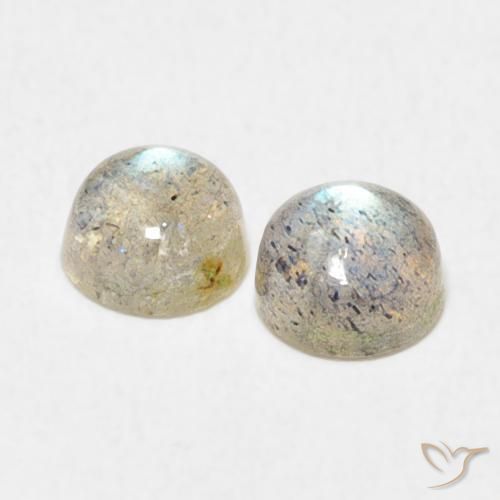 Gemas de Labradorita Multicolor natural de 1.34 ct, Redondo, Translúcido