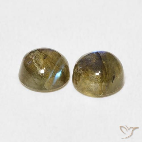 Gemas de Labradorita Multicolor natural de 2.08 ct, Redondo, Translúcido