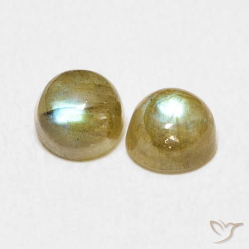 Gemas de Labradorita Multicolor natural de 1.50 ct, Redondo, Translúcido