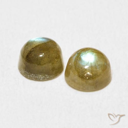 Gemas de Labradorita Multicolor natural de 1.50 ct, Redondo, Translúcido